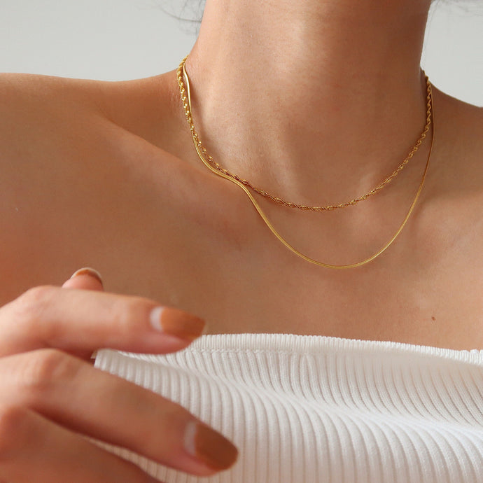 necklaces lover / Snake Necklace • Layer Necklace • 18K Gold Necklace • Choker Necklace • Chain Necklace • Herringbone Gold Chain Necklace
